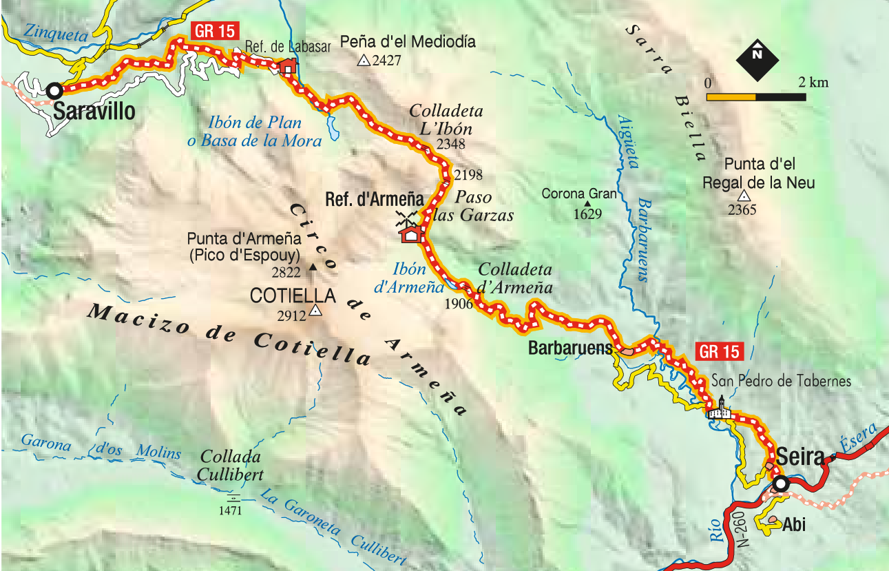 Trazado GR 15 etapa Seira Saravillo