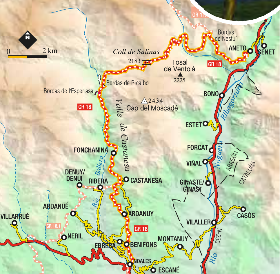 Trazado de la etapa Noales Castanesa Aneto
