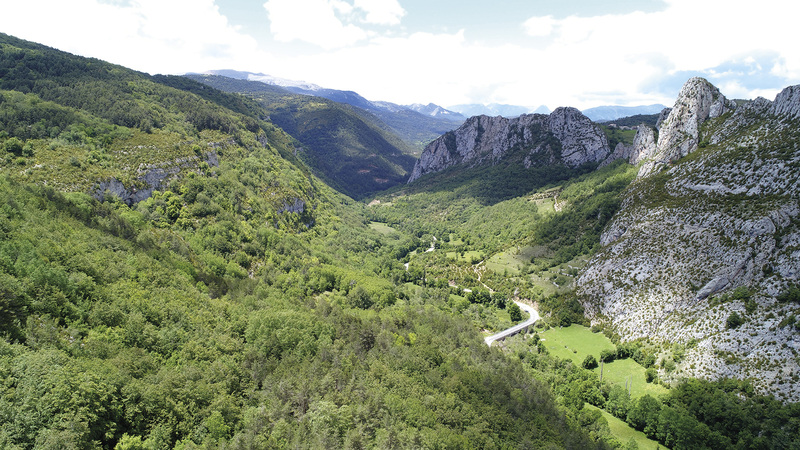 Vista aérea del valle del Isábena Foto Pascual Gállego